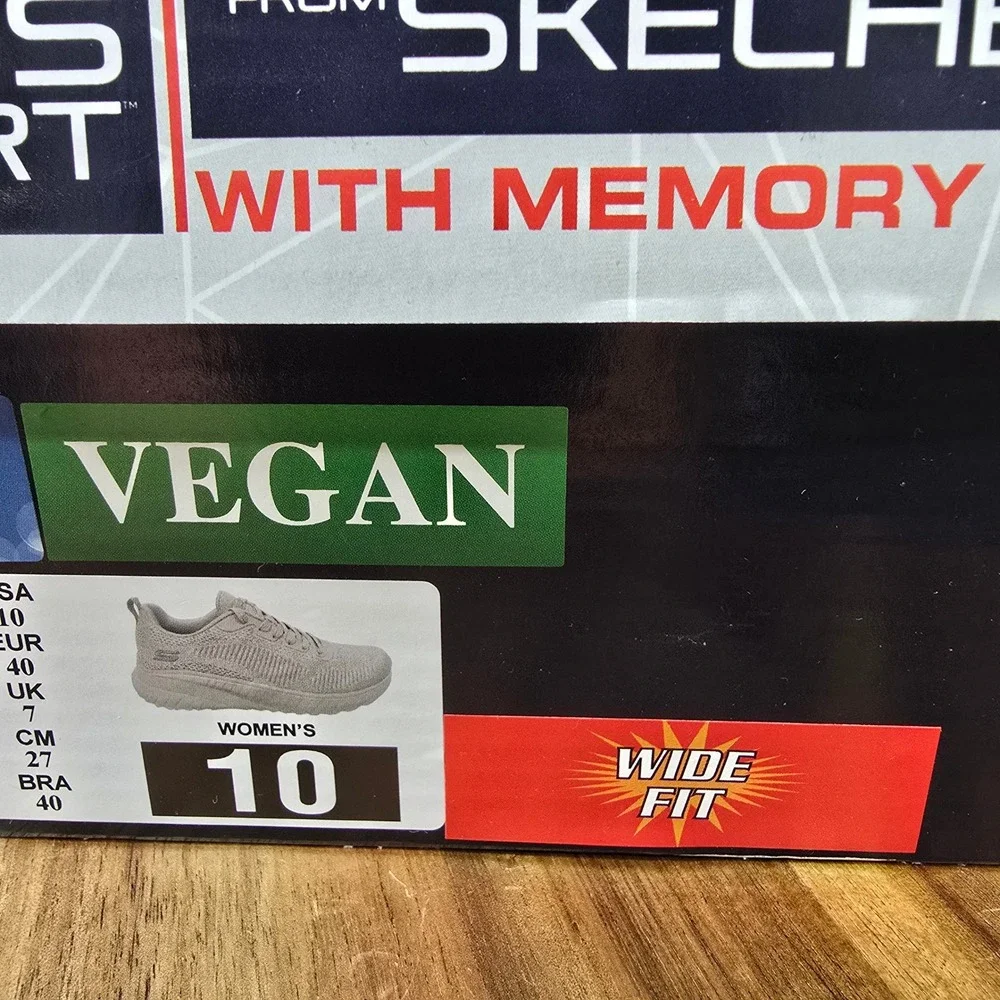 Skechers Bobs Squad Chaos Face Off Womens 10 Wide Light Gray‎ Vegan Memory Foam